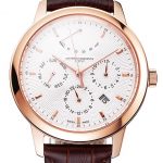 Swiss Vacheron Constantin Traditionnelle Power Reserve White Dial Rose Gold Case Brown Leather Strap