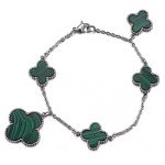 Van Cleef Magic Alhambra Malachite Silver Bracelet