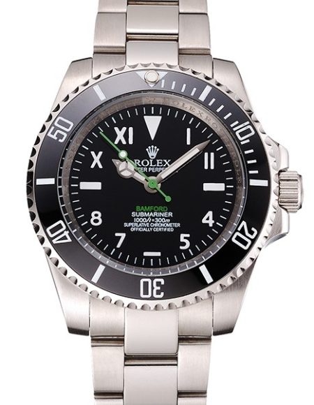 Rolex Bamford Submariner Black Dial With Roman Numerals Black Bezel Stainless Steel Case And Bracelet