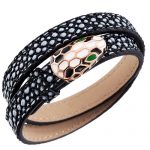 Bvlgari Serpenti Black & White Rose Gold Silver Hardware Bracelet 700530