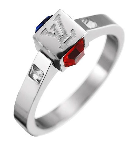 Louis Vuitton Logo Silver Diamond Ring 700644