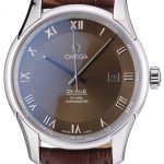 Omega Swiss DeVille Stainless Steel Bezel Brown Leather Strap 7619