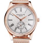 Patek Philippe Calatrava Small Seconds Silver Engraved Dial Rose Gold Case And Bracelet