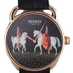 Hermes Classic Croco Leather Strap Black Dial 801397