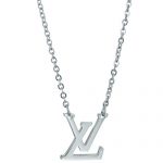 Louis Vuitton Silver LV logo necklace 700829