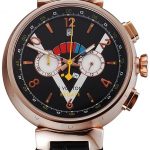 Louis Vuitton Tambour LV Cup Regate Black and White Dial Rose Gold Case Black Leather Strap
