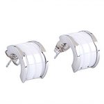Bvlgari Replica White Ceramic Center Engraved Sterling Silver Rim Studs