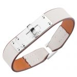 Hermes Micro Kelly Silver Hardware Bracelet White