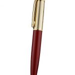 Cartier Gold Rimmed Gold Wave Pattern Upper Body Red Ballpoint Pen  622771