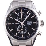 Tag Heuer SLR Polished Stainless Steel Case Black Dial Stainless Steel Strap