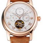 Patek Philippe Grand Complications Day Date Tourbillon White Dial Rose Gold Case Brown Suede Leather Strap 1453813