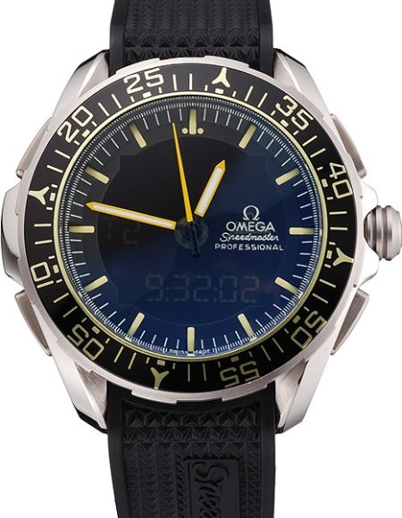 Omega Speedmaster Skywalker X-33 Black Dial Yellow On Black Bezel Stainless Steel Case Black Rubber Strap