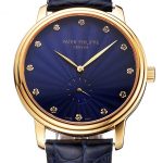 Patek Philippe Calatrava Blue Guilloche Dial Gold Case Blue Leather Strap