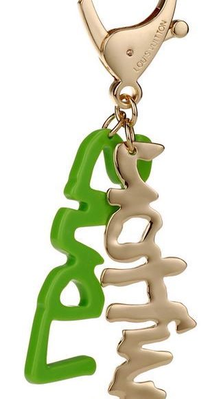 Louis Vuitton Replica Green Enamel-Brass Carved Louis Vuitton Initial Bag Charm