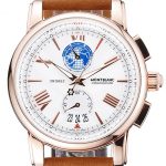 Montblanc Twinfly Chronograph White Dial Brown Suede Leather Bracelet 1454116