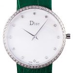 La D de Dior Green Leather Strap with White Dial  621507