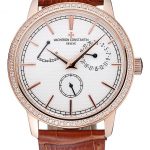 Vacheron Constantin Patrimony Power Reserve White Dial Gold Diamond Case Brown Leather Bracelet  1454268