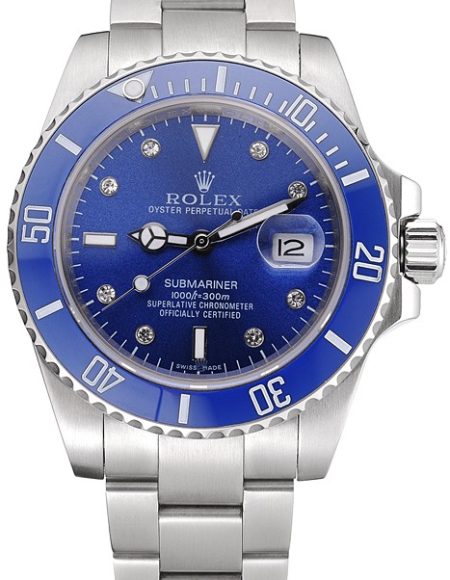Rolex Submariner Stainless Steel Case Blue Dial Diamond Markers Stainless Steel Bracelet   622638