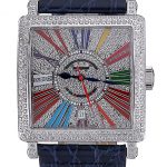 Franck Muller Master Square Color Dreams Diamonds Dial Diamonds Case Blue Leather Strap  622359