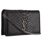 Saint Laurent Monogram Crossbody Python Leather Silver Hardware Black Medium Bag 18926863