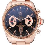 Tag Heuer Grand Carrera Rose Gold Bracelet Black Dial 801438