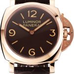 Swiss Panerai Luminor Brown Dial Rose Gold Case Brown Leather Strap 1453841