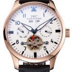 IWC Pilot Tourbillon White Dial Rose Gold Case Black Textile Strap