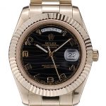 Rolex Swiss DayDate Gold Stainless Steel Ribbed Bezel Black Dial 41998