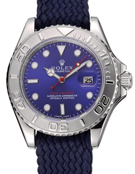 Rolex Yacht Master Blue Dial Blue Fabric Bracelet 1453868