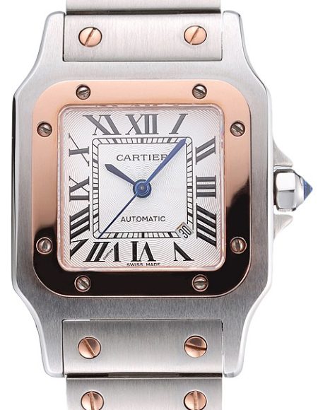Swiss Cartier Santos De Cartier Galbee Rose Gold and Steel Case Steel Bracelet Small  622645