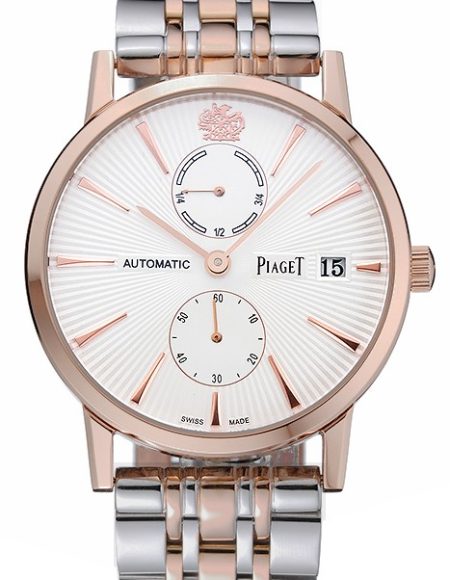 Piaget Altiplano White Dial Rose Gold Case Two Tone Stainless Steel Bracelet  1454231