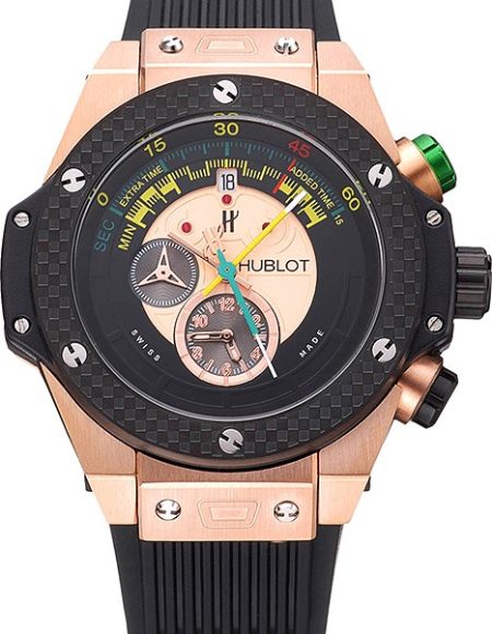 Hublot Big Bang Unico Bi-Retrograde Chrono King  Gold Case Black Rubber Strap  622772