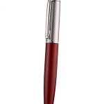 Cartier Silver Rimmed Silver Wave Pattern Upper Body Red Ballpoint Pen  622769