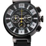 Louis Vuitton Tambour In Black Chronograph Black Dial Black Case Black Rubber Strap