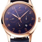 Swiss IWC Portugieser Power Reserve Blue Dial Rose Gold Case Blue Leather Strap