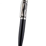Cartier Silver Rimmed Silver Patterned Upper Body Black Ballpoint Pen  622757