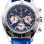 Breitling Chronomat Frecce Tricolori Blue Dial Stainless Steel Case Blue Leather Strap