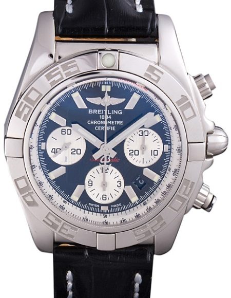 Swiss Breitling Chronomat Black Dial with Black Leather Band  621520