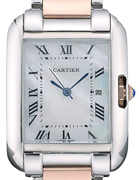 Cartier Tank Anglaise 30mm White Dial Stainless Steel Case Two Tone Bracelet