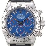 Rolex Daytona Stainless Steel Case Blue Dial Black Leather Strap