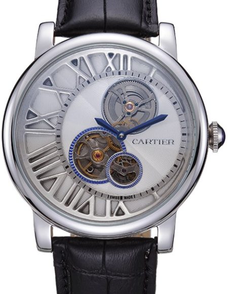 Cartier Rotonde Reversed Tourbillon White Dial 621948