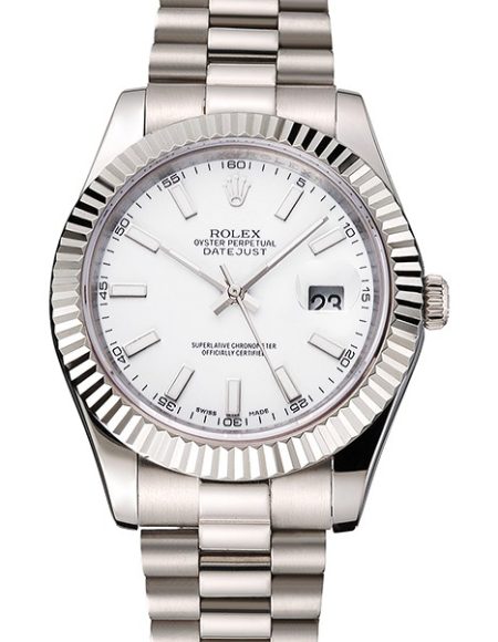 Swiss Rolex Datejust White Dial Stainless Steel Case And Bracelet