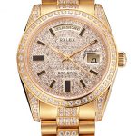 Swiss Rolex Day Date Yellow Gold Diamond Pave