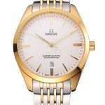 Omega Tresor Master Co-Axial White Dial Gold Case Two Tone Stainless Steel Bracelet