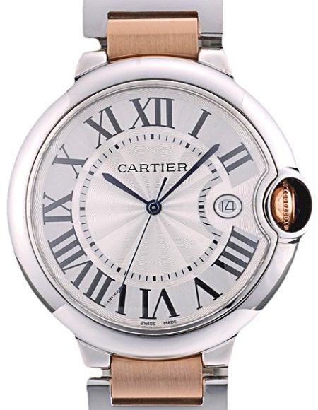 Cartier Ballon Bleu 42mm White Dial Stainless Steel Case Two Tone Rose Gold Bracelet