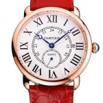 Cartier Ronde Louis Cartier White Dial Gold Case Red Leather Strap