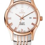 Omega De Ville White Dial Rose Gold Case Two Tone Bracelet 1453781