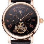 Patek Philippe Grand Complications Moonphase Perpetual Calendar Tourbillon Black Dial Rose Gold Case Black Leather Strap