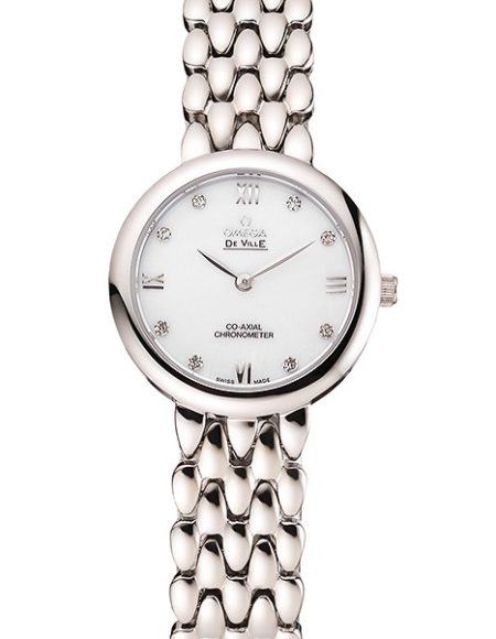 Omega De Ville Prestige No Date White Dial With Diamonds Stainless Steel Case And Bracelet