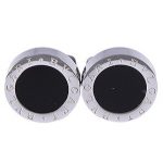 Bvlgari Replica Engraved Black Ceramic Center Stainless Steel Cufflinks